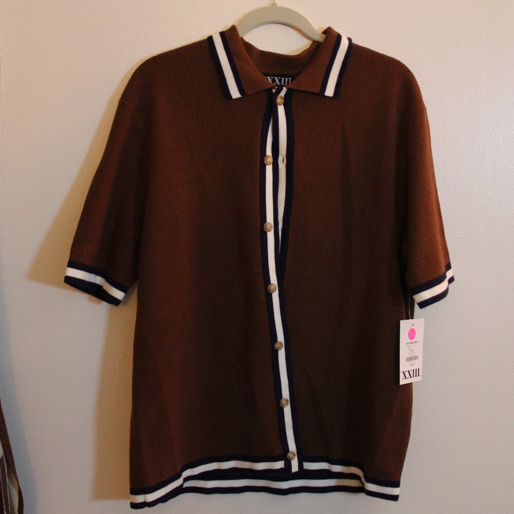 Culture Kings XXIII Brand - Brown Knit Polo Button Up - Size L